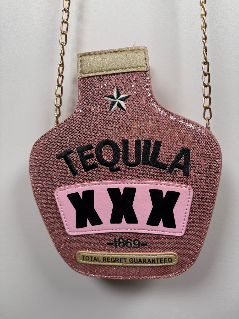 Kitsch Glitter Tequila Bottle Crossbody Bag